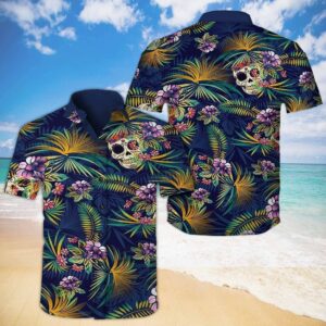 Skull Tropical Hawaiian Iv Graphic Print Short Sleeve  - Thelegend59