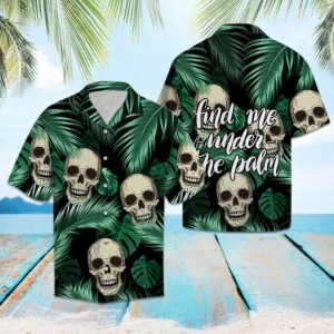 Skull Under The Palm Green Unique Design Hawaiian Shirt  - Thelegend59