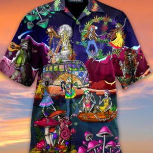 Skull Vintage Printed Casual Abstract Hippie Style Hawaiian Shirt  - Thelegend59