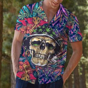 Skull Weed Tropical Hawaiian Aloha Hawaiian Shirts  - Thelegend59