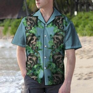 Skull With Snake Blue Best Design Hawaiian Shirt  - Thelegend59