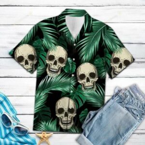 Skulls Green Unique Design Hawaiian Shirt  - Thelegend59