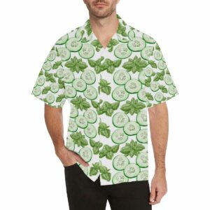 Sliced Cucumber Leaves Pattern Mens All Over Print Hawaiian Shirt  - Thelegend59
