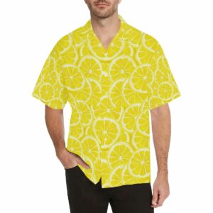Sliced Lemon Pattern Mens All Over Print Hawaiian Shirt  - Thelegend59