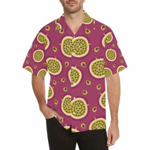 Sliced Passion Fruit Pattern Mens All Over Print Hawaiian Shirt  - Thelegend59