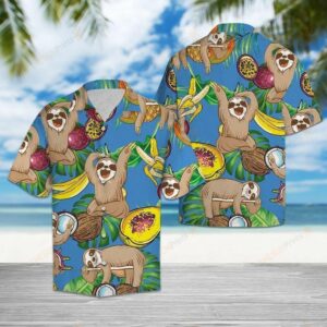 Sloth Love Fruit Multicolor Unique Design Hawaiian Shirt  - Thelegend59