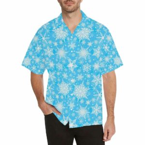 Snowflake Pattern Mens All Over Print Hawaiian Shirt  - Thelegend59