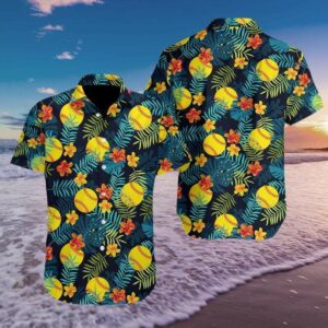 Softball Simple Hibiscus Hawaiian Aloha Hawaiian Shirtss Fantastic  - Thelegend59