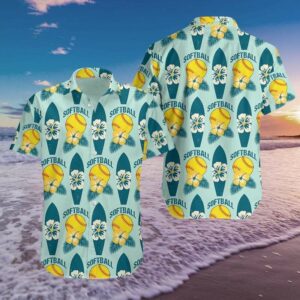Softball Surfing Summer Hibiscus Hawaiian Aloha Hawaiian Shirtss Fantastic 99H  - Thelegend59