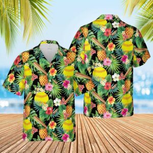Softball Tropical Full Printing Hawaiian Shirts  - Thelegend59