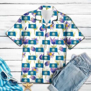 South Dakota American Pasque White Nice Design Hawaiian Shirt  - Thelegend59
