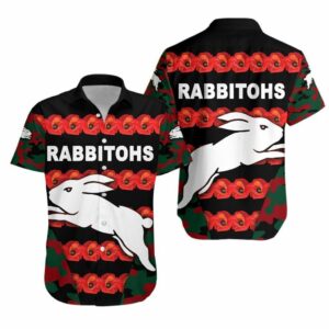 South Sydney Rabbitohs Hawaiian Shirt Anzac Day Poppy Flower Vibes  - Thelegend59