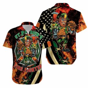 St Patricks Day Firefighter Hawaiian Shirt  - Thelegend59