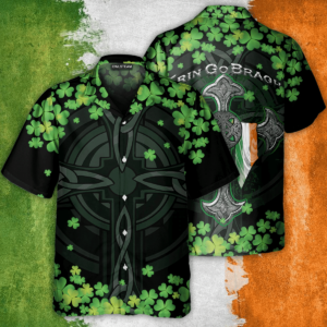 St Patricks Day Irish Erin Go Bragh American Flag Clover Hawaiian Shirt - For Men And Women - Kids  - Thelegend59
