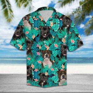 Staffordshire Bull Terrier  Blue High Quality Unisex Hawaiian Shirt  - Thelegend59