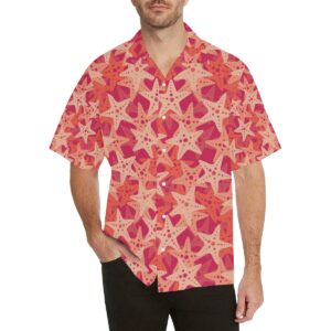 Starfish Red Theme Pattern Men'S All Over Print Hawaiian Shirt  - Thelegend59