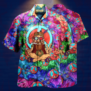 Stay Trippy Little Hippie Peace Sign Smoke Weed Psychedelic Hawaiian Aloha Hawaiian Shirtss  - Thelegend59