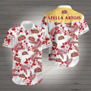 Stella Artois U Hawaiian Graphic Print Short Sleeve  - Thelegend59