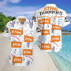 Stihl - Stihl Timbersports Series Summuer Fan Gift Hawaiian Graphic Print Short Sleeve  - Thelegend59