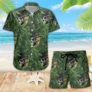 Stoner Skull Smoke Weed Hawaiian Shirts Swim Trunks Beach Shorts  - Thelegend59