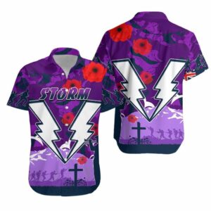 Storm Anzac Day Hawaiian Shirt Melbourne War Remembrance Poppy  - Thelegend59