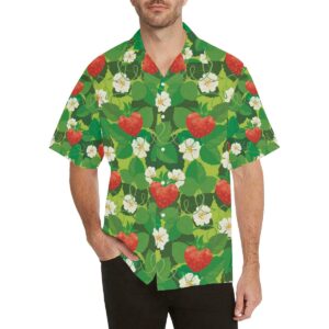 Strawberry Leaves Pattern Men'S All Over Print Hawaiian Shirt  - Thelegend59