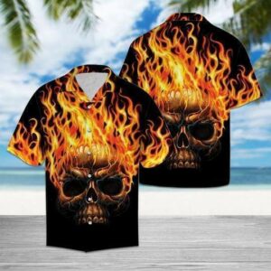 Strong Burning Skull Hawaiian Aloha Hawaiian Shirtss  - Thelegend59