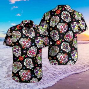 Sugar Skull Pattern Colorful Best Design Hawaiian Shirt  - Thelegend59