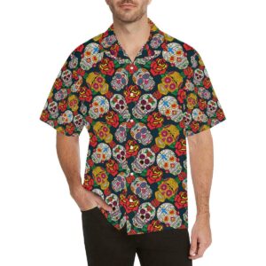 Suger Skull Pattern Background Men'S All Over Print Hawaiian Shirt  - Thelegend59