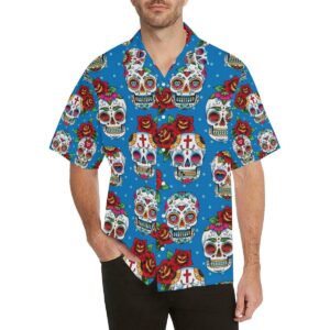 Suger Skull Rose Pattern Men'S All Over Print Hawaiian Shirt  - Thelegend59