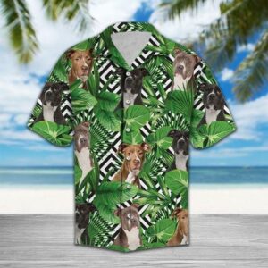 Summer Exotic Jungle American Pit Bull Terrier  Green Awesome Design Unisex Hawaiian Shirt  - Thelegend59