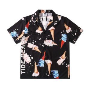 Summer Ice Cream Black High Quality Unisex Hawaiian Shirt  - Thelegend59
