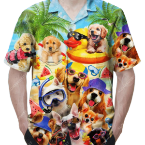 Summer Of Happy Puppies Colorful Unique Design Hawaiian Shirt  - Thelegend59