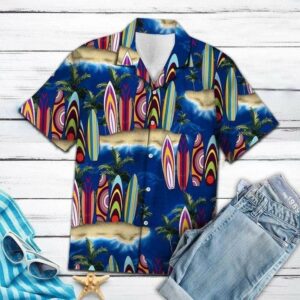 Summer Surfboard Palm Tree Hawaiian Aloha Hawaiian Shirtss  - Thelegend59