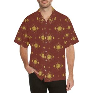 Sun Pattern Red Background Men'S All Over Print Hawaiian Shirt  - Thelegend59
