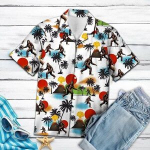 Sunny Bigfoot Summer Vibe Tropical Hawaiian Aloha Hawaiian Shirtss  - Thelegend59