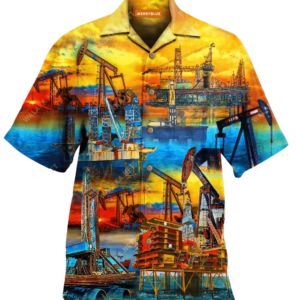 Sunset At The Oil Field Colorful Nice Design Hawaiian Shirt  - Thelegend59