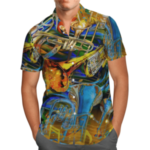 Sunset Saxophone Colorful Nice Design Unisex Hawaiian Shirt  - Thelegend59