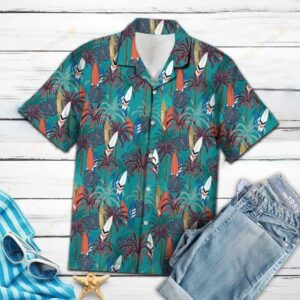 Surfboard Coconut Palm Multicolor Best Design Hawaiian Shirt  - Thelegend59