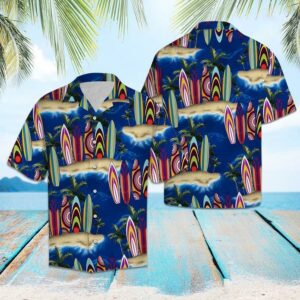 Surfboard Palm Tree Hawaiian Shirt  - Thelegend59