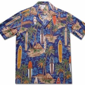 Surfboard Psyche Navy Hawaiian Shirt  - Thelegend59