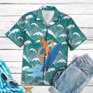 Surfing Waves Green Nice Design Hawaiian Shirt  - Thelegend59