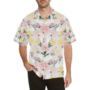 Swan Flower Pattern Men'S All Over Print Hawaiian Shirt  - Thelegend59