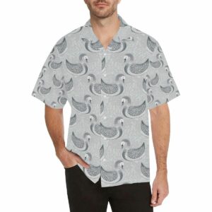 Swan Gray Pattern Mens All Over Print Hawaiian Shirt  - Thelegend59