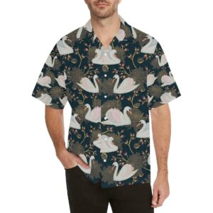 Swan Pattern Men'S All Over Print Hawaiian Shirt  - Thelegend59
