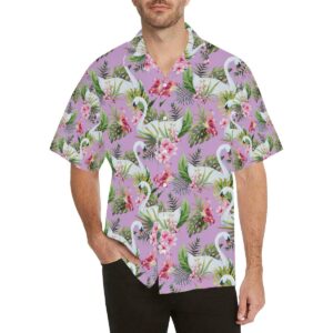 Swan With Flower Pattern Print Design Hawaiian Shirt  - Thelegend59