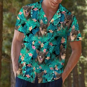 Swedish Vallhund Tropical Green Unique Design Hawaiian Shirt  - Thelegend59