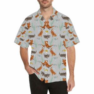 Swimming Fish Otter Pattern Mens All Over Print Hawaiian Shirt  - Thelegend59
