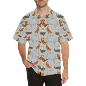 Swimming Fish Otter Pattern Men'S All Over Print Hawaiian Shirt  - Thelegend59