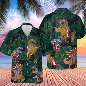 T-Rex 4Th July Hawaiian Shirt  - Thelegend59